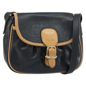 Authentic CELINE Shoulder Bag Leather Black Gold